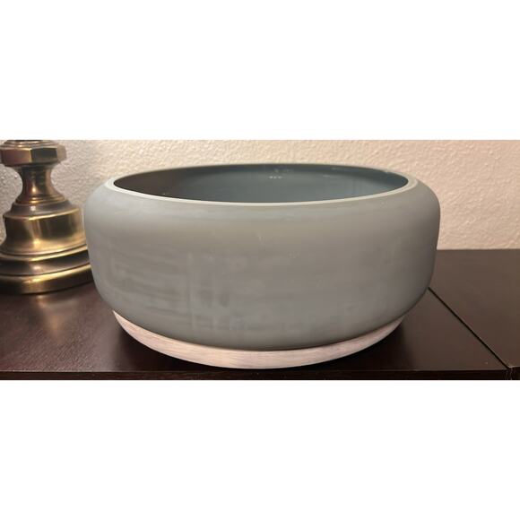 RARE XL Revelation Cirrus Bowl Smokey Blue Matte Frosted Glass Bowl 15x15x15 In - Picture 1 of 6